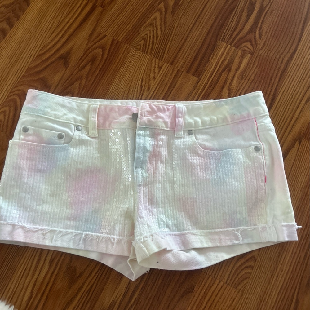 Victoria's Secret Pink bling sequin tie dye rainbow shorts